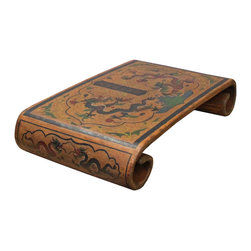 Chinese Golden Yellow Dragon Graphic Rectangular Stand Display - Decorative Objects And Figurines