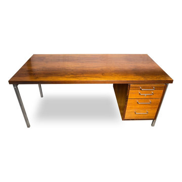 Mid-Century Modern Large Executive Desk with walnut veneer