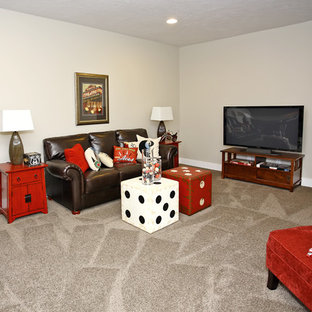 Trendy home theater photo in Boise