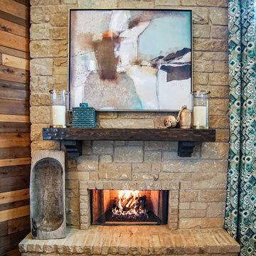 Limestone Fireplace