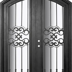Tivoli 72x96  Arch Top Wrought Iron Double Door 14 Gauge Steel - Front Doors