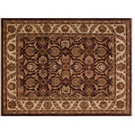 Bareens Designer Rugs - Classic Ziegler Ghislain Brown Ivory Hand-Knotted Wool Rug - 7'11'' x 10'0'' - Enhance the ambiance of your home with this magnificent Persian-influenced Turkish hand-knotted rug made by skilled artisans capable of creating the most exceptional vegetable dyes and hand-spun wool. This exquisite handmade rug is a one-of-a-kind Peshawar Kafkaz, otherwise identified as Chobi, Chobi Peshawar, Oushak, or Ziegler rug. These handmade rugs are crafted in Pakistan utilizing superior-quality wool imported from Australia, New Zealand, and Korea in two types of weaves: the Persian weave and the Mori weave. This rug is meticulously crafted by hand using the finest natural vegetable dyes extracted from local plants. The artisans use a blend of hand-spun local and fine merino wool, resulting in a rug with a compelling texture, higher lanolin content, and longer staple. The artisans occasionally incorporate natural or artificial silk into the pile to enhance specific motifs. The finished product is an awe-inspiring execution of flawless design and an understated palette that exudes elegance.