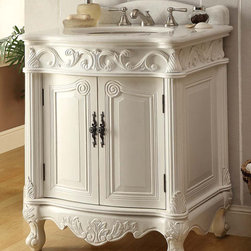 Adelina 27 inch Antique Bathroom Vanity White Finish - Bathroom Vanities And Sink Consoles