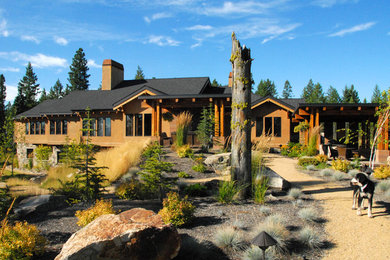 Inspiration for a large eclectic drought-tolerant and full sun hillside gravel garden path in Seattle.