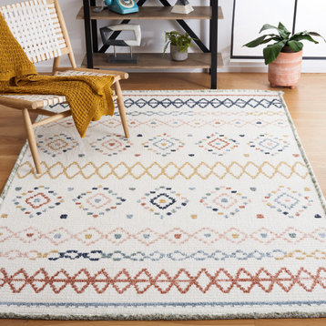Safavieh Marrakesh Collection MRK612A Rug, Ivory/Multi, 6'7" X 6'7" Square