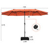 15FT Double-Sided Twin Patio Umbrella Sun Shade Outdoor Crank Market Base