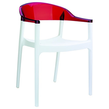 Compamia Carmen Dining Chairs, Set of 2, White and Transparent Red