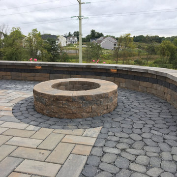 Permeable Paver Patio, Seat Walls, Fire Pit, Lighting