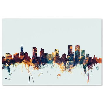 Michael Tompsett 'Denver Colorado Skyline Blue' Canvas Art, 22x32