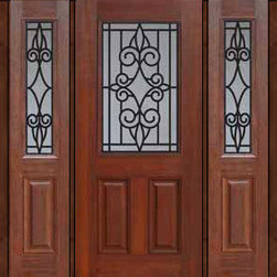 Prehung Sidelights Door 80 Fiberglass Salento 1/2 Lite GBG Glass - Front Doors