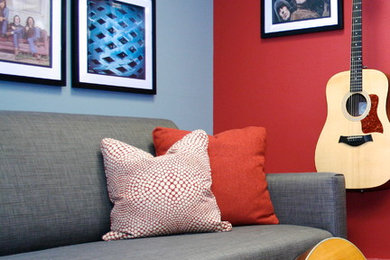 Inspiration for a transitional family room remodel in Minneapolis