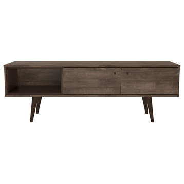 Sevilla Mid-Century 2-Cabinet TV Stand, Distressed Brown