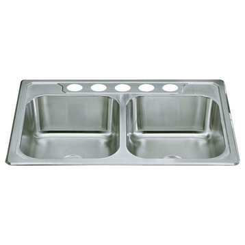 Sterling Middleton 33"x22" Stainless Steel Double Kitchen Sink, Satin