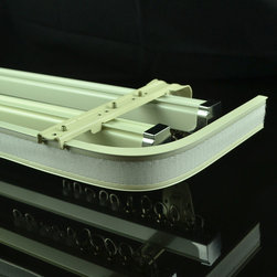CHR7824 Ivory Wall Mounted Triple Curtain Tracks and Rails with Valance Track - Window Treatment Accessories