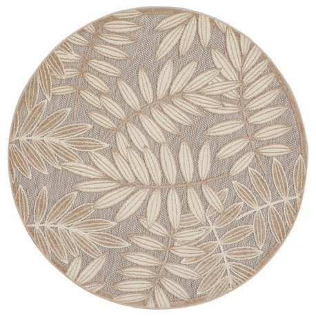 Nourison Aloha 5'3" x Round Natural Tropical Area Rug