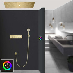 BathSelect Rainfall Musical Shower System With Hand Shower, Style E-Touch Panel Light - Showerheads And Body Sprays