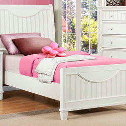 HOMELEGANCE 2136TW-1 COTTAGE WHITE WOOD GIRLS TWIN BED BEAD BOARD - Kids Beds