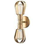 Hudson Valley Lighting - Red Hook, 2 Light, Wall Sconce, Aged Brass Finish - With admirable directness, Red Hook refines electric indoor lighting to its basic elements. Using Machine Age lighting as a touchstone, the family houses Edison-style Bulb (Included)s in candle-cups with lines of machined precision. A flat-banded whisk embellishment is a tip of the hat to city kitchens and other industrial settings where such a style would've first been seen.