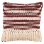 LR Home - Striped Maroon Fringed Throw Pillow - Designed to thrill, our pillow collection will add intricate mastery and eye pleasing designs to any room. Add this pillow to your collection for texture and a unique flare to a room missing a versatile piece. The adornments featured will enhance the elegance of the product with the knotting soft to the touch. Get cozy with this masterpiece by adding it to a bed or couch. Handcrafted with the customer in mind, there is no compromise of comfort and style with the pillow line we create.
