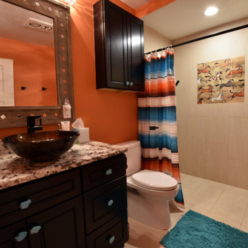 Colorful Southwest Inspired Kitchen, Baths and New Pool Room Addition