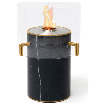 EcoSmart Pillar 3 Tall Fireplace Smokeless, Marble Black, Ethanol Burner