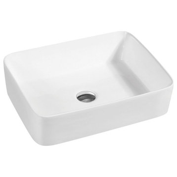 Dowell Ceramic Vessel Sink, Gloss White, Rectangle