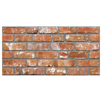 Faux Brick 3D Wall Panels, Red Orange, Set of 10, Covers 54 sq ft