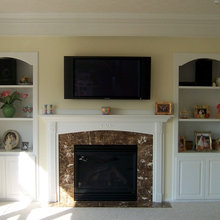 mantle, built-in storage