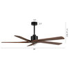 54" Reversible 5-Blade DC Ceiling Fan With Remote Control, Black/Walnut