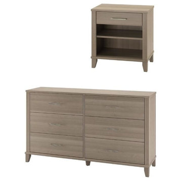 Somerset 2 Piece 6 Drawer Double Dresser and Nightstand Set in Ash Gray