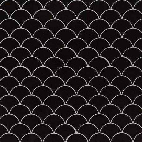 Retro Nero Scallop 8Mm Glossy Luxury Porcelain Pattern Porcelain