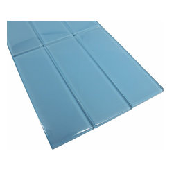 3x9 Blue Glass Subway Tiles - Home Accessories & Decor