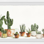 Parvez Michel Inc. - "Favorite Cactus" Framed Painting Print, 30"x10" - Green cacti in deeply shaded planters. This demure piece will add a gorgeous touch of life to any living space. Proudly printed in the USA, this piece is printed on high quality archive paper and professionally hand-framed. With wall-mounting hooks included, this artful accent is ready to hang up as soon as it reaches your front door.