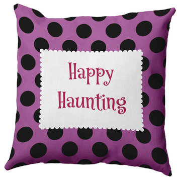 Happy Haunting Dots Accent Pillow, Orchid, 18"x18"