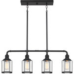 Quoizel - Quoizel LUD434EK Ludlow 4 Light Island Light in Earth Black - Add an industrial feel to your home with the Ludlow collection. A simple silhouette combined with caged glass shades creates interest without sacrificing light projection. Finished in earth black, this collection is the perfect addition to any room.