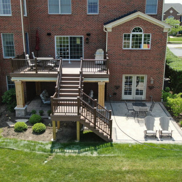 English Walnut TimberTech Deck & Belgard Patio in Hawthorne Woods, IL