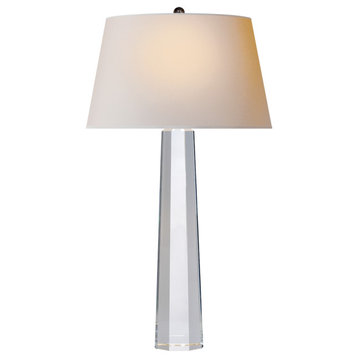 Octagonal Spire Large Table Lamp in Crystal with Natural Paper Shade