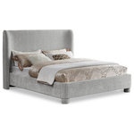 Meridian Furniture - Penny Bed, Gray, Queen, Chenille Fabric - Give your bedroom an instant makeover with this grey Penny chenille fabric bed. A fusion of style and comfort, this queen-size bed comes upholstered in rich grey chenille fabric for a charming look and has an extra-high, curved headboard for optimal support while you read or watch TV. A chic and functional addition to your bedroom, this handsome bed is a true showstopper from every angle.