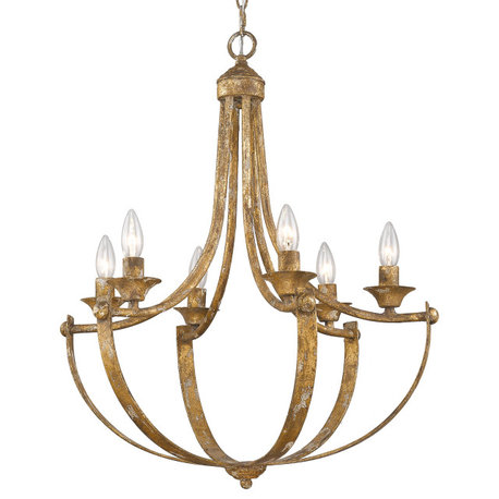 Golden Victoria 6-Light Rustic Chandelier in Heirloom Gold