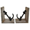 Wood and Cast Iron Nautical Anchor Decorative Bookend Set of 2