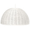 Handwoven Wicker Dome Pendant Light, White
