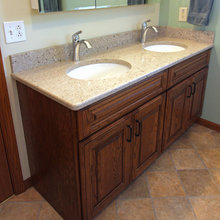 Master Bath Oak Vanity With Cambria Darlington Quartz Countertop