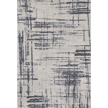 Gray Black Microfiber Polyester Discover Area Rug by Loloi, 5'x7'6"
