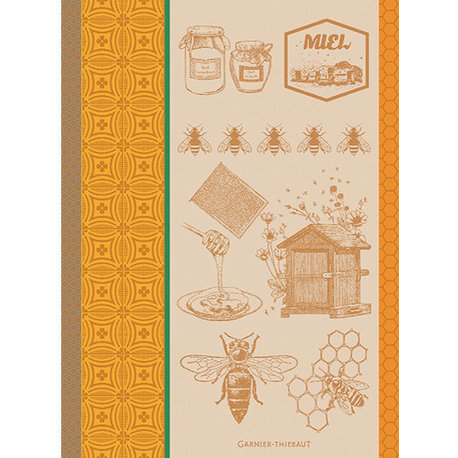 Miel Et Abeilles Ocre Kitchen Towel 22"x30", Set of 4