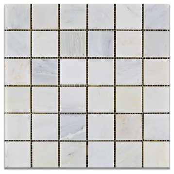 2 X 2 Oriental White / Asian Statuary Marble Honed Mosaic Tile