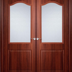 Interior Double Door Italian Nutwood with Frosted Glass - Interior Doors