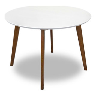 Piper Mid Century Modern Style Solid Wood Walnut 43" Round Dining Table ...