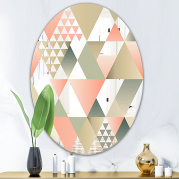 Designart Tropical Mood Pink 1 Midcentury Oval Or Round Wall Mirror, 24x36