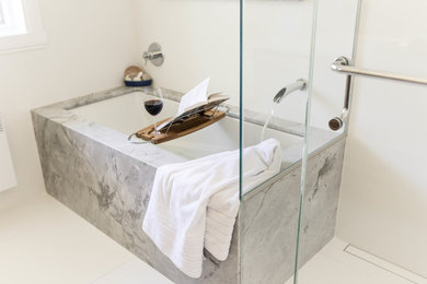 Mid-sized transitional home design photo in Montreal