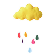 Girls Room Pendant Ins Wall Ornament Yellow Cloud + 6 Pcs Random Color Raindrops